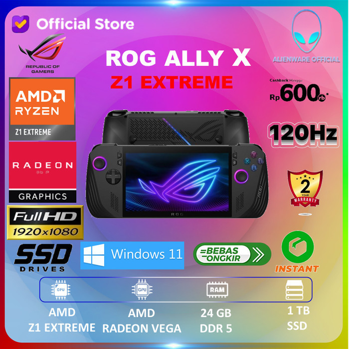ASUS ROG ALLY X AMD Z1 EXTREME 24GB 1TB W11 7.0FHD 120HZ BLK