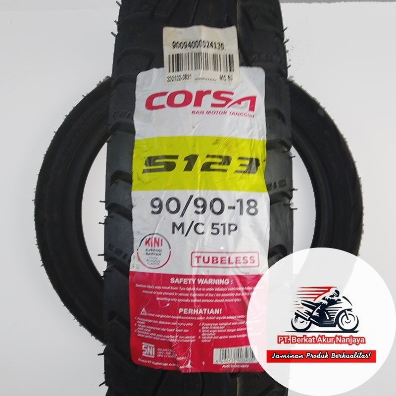 Corsa S123 90/90-18 Ban Motor ring 18 RX King Tiger Thunder 125 Scorpio Tubeless BONUS Pentil