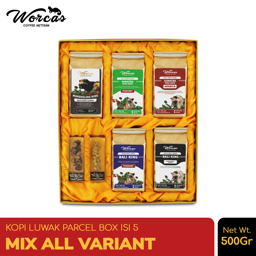 

WORCAS Kopi Luwak Liar Paket Isi 5 Mix All Variant - Parcel Box