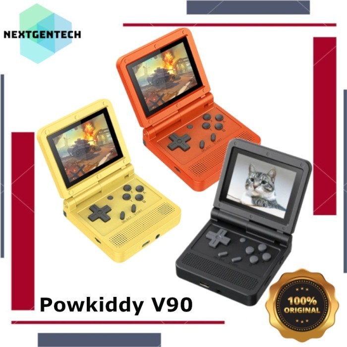 POWKIDDY V90 Retro Flip Handheld Game Console Compact 3.0 Inch IPS