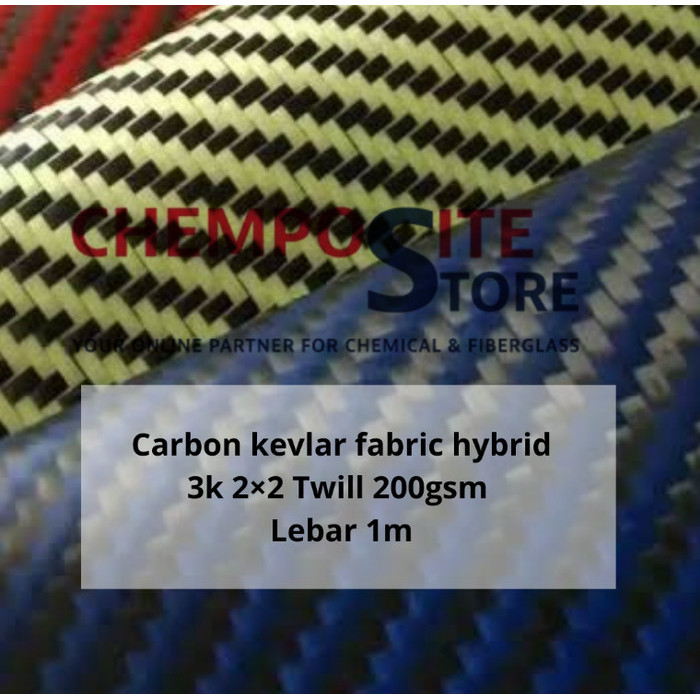 Serat Karbon Kevlar Hybrid Fabric Carbon Kevlar Merah Kuning Biru Oren