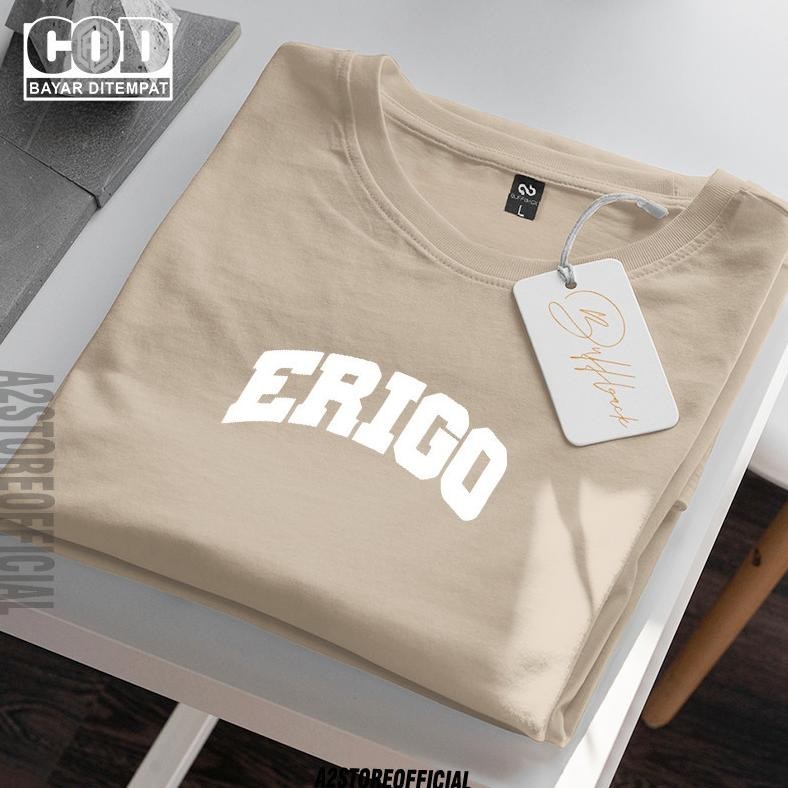 COD  Baju Kaos Distro Erigo Lekung Text Putih Premium Quality Kaos  Lengan Pendek T-Shrit  Unisex Pr