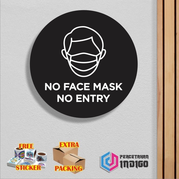 

Murah Papan tanda sign board Bulat Wajib masker Keren