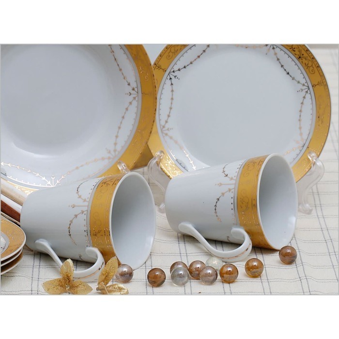 Ede Vicenza Dinner Set Perangkat Makan Piring Gelas D16 Motif Padi