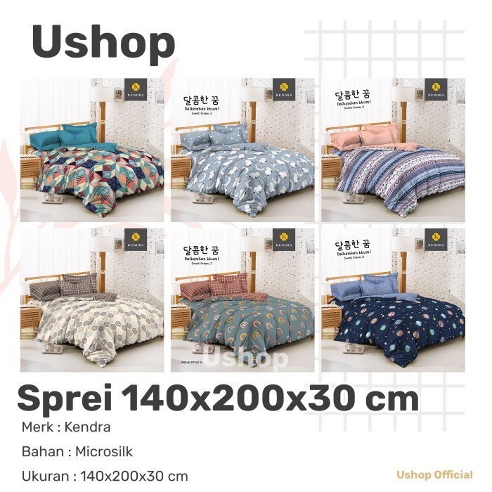 Sprei Kendra Modern 140X200 Tinggi 30 Cm Motif Kartun Bunga Minimalis