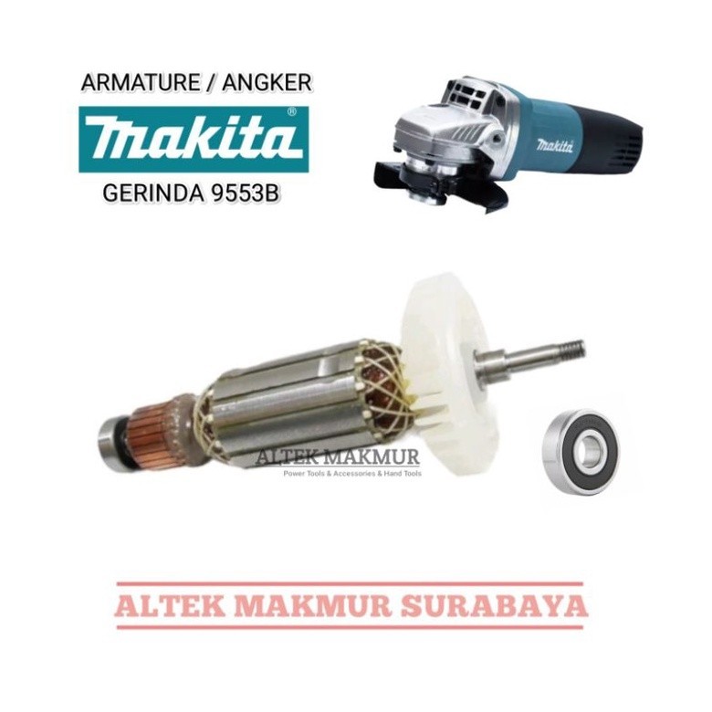Original Sparepart Armature Mesin Gerinda Tangan Makita 9553B / 9553 B / Angker Dinamo Gurinda