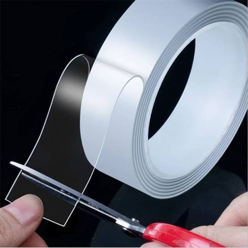 

Double Tape Bening Super Kuat Elastis Multifungsi Nano Tape Panjang 1 Meter Lem Tempel Selotip
