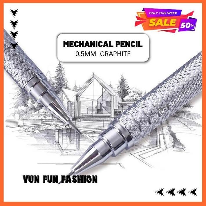 

0.5 MM PENSIL MEKANIK METAL MECHANICAL DRAFTING PENCIL DENGAN PUSAT GRAVITASI RENDAH UNTUK SEKOLAH / KANTOR - PENSIL MEKANIK PENTEL PENCIL GRAPH GEAR 500 TERJAMIN BEST BY VUNFUNFASHION