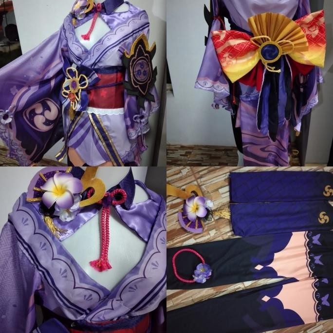 READY Raiden shogun wig costume geta genshin impact cosplay