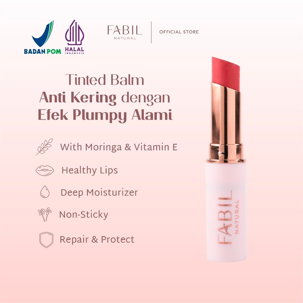 Fabil Love Your Lips Freshy Moringa Lip Balmer - Pelembab Bibir Berwarna dengan Efek Plumpy Tanpa Bi