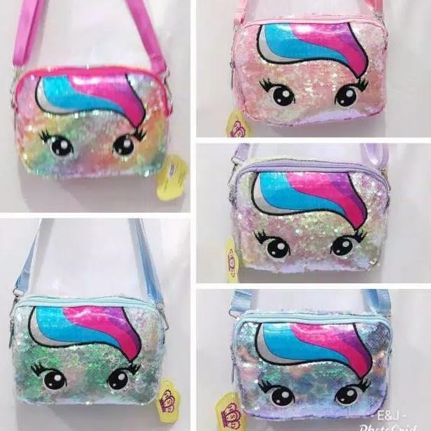 Tas Slempang Anak / Tas Sequin Unicorn