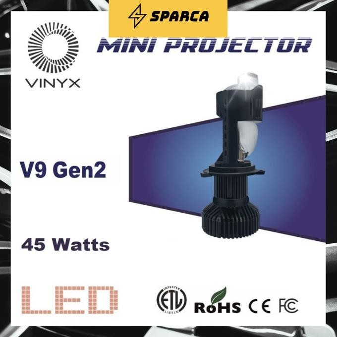 Terbaru [SPARCA] Lampu LED VINYX V9 Pro 45W Projie H4 Mini Projector Lensa