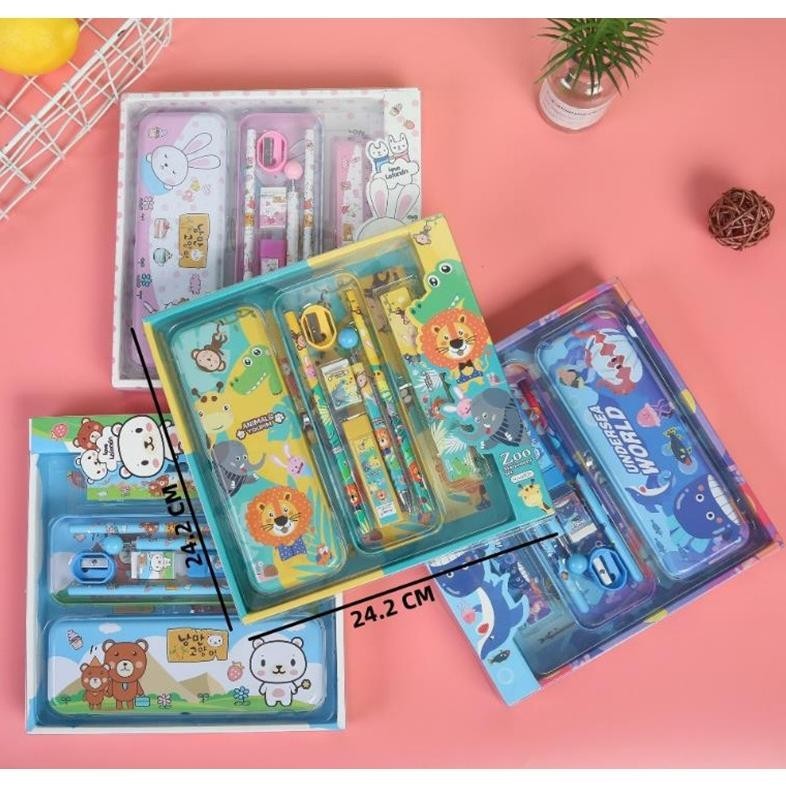 

rwet-23 Matougui Kotak Pensil Anak Set 7In1 Stationery Untuk Hadiah Anak Sekolah / Kotak Pensil Karakter Murah Stationery Set 8in1 / Alat Tulis Set Terlaris