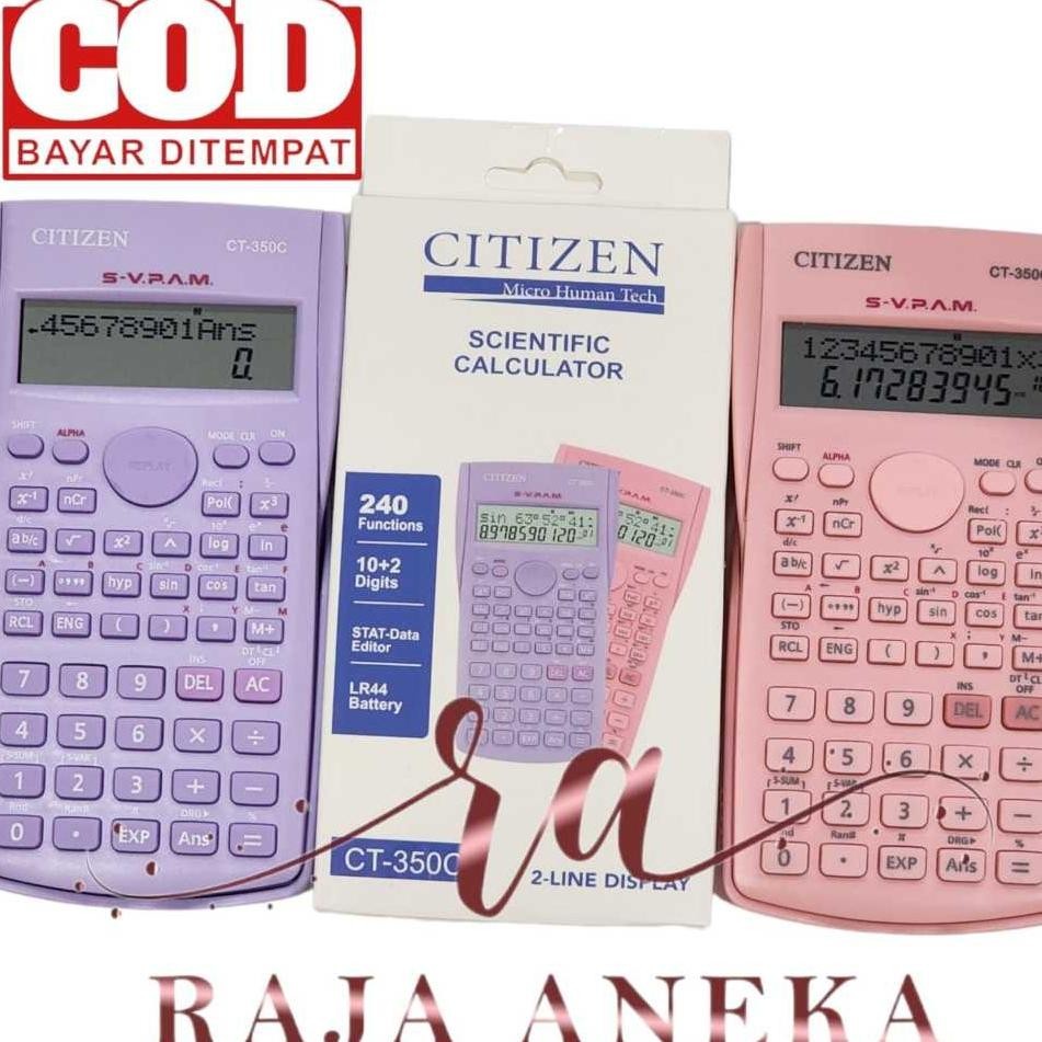

TC21 Calculator Scientific CITIZEN CT-350C pink ungu pastel lilac Kalkulator anak sekolah trigonometri sin cos tan ct 350 c Warna Cantik Menarik Sale