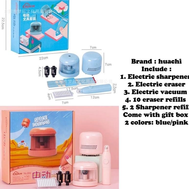 

th-23 tenwin electric stationery set alat tulis penghapus serutan elektrik sharpener eraser ini Murah