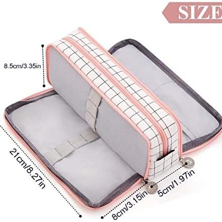 

QIG-1722 Angoo Kawaii Large Capacity Pencil Case 3 Compartment Pouch Pen Bag Double Side Opening Student Stationery Organizer School Supplies Terlaris