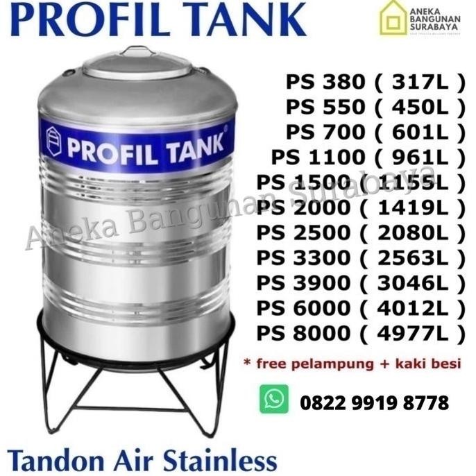 Tandon air Profil tank stainless | toren air | berbagai ukuran