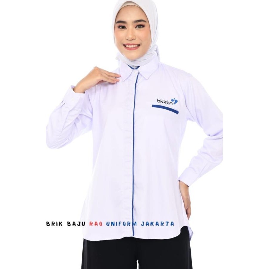 Baju Kemeja Putih Wanita/Baju Bkkbn/Kemeja Pdl Lengan Panjang