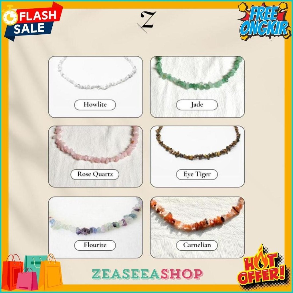 Zupazupazuu - Myriad Crystal Necklace Choker - Kalung Choker Crystal Asli - Green Jade Untuk Meningk