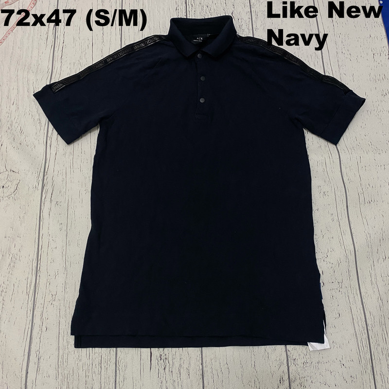 Kaos Polo Armani Exchange Navy Gelap Original Branded Second Like New Size M