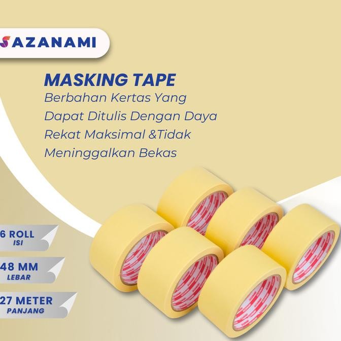 

Update Lakban Kertas Masking Tape 2" 48mm x 27m Sazanami Tape isolasi kertas saz4 Buru Order