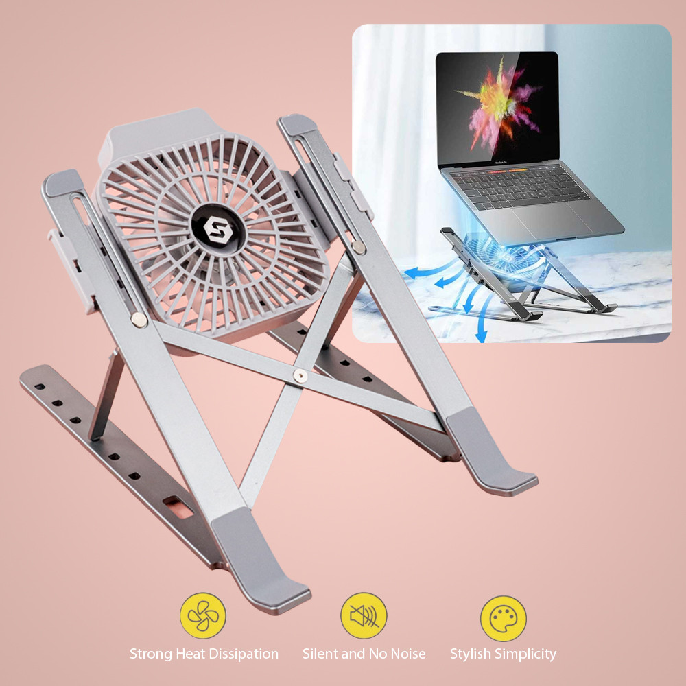 DANYCASE Laptop Stand Aluminium Foldable with Cooling Fan - DC1316/cooler laptop/alas pendingin lapt