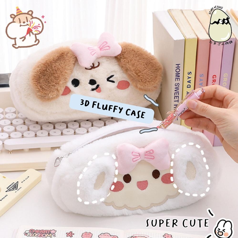 

If56 Fluffy Aesthetic and Cute Pencil Case Bulu Kotak pensil Travel Pouch Make Up Kotak Makeup Skincare Termurah