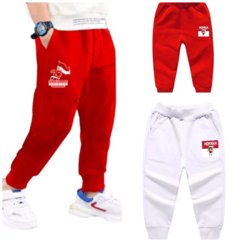 Baju Anak Keren // CELANA JOGER ANAK MERAH PUTIH KEMERDEKAAN / CELANA PANJANG ANAK 1- 12 TAHUN