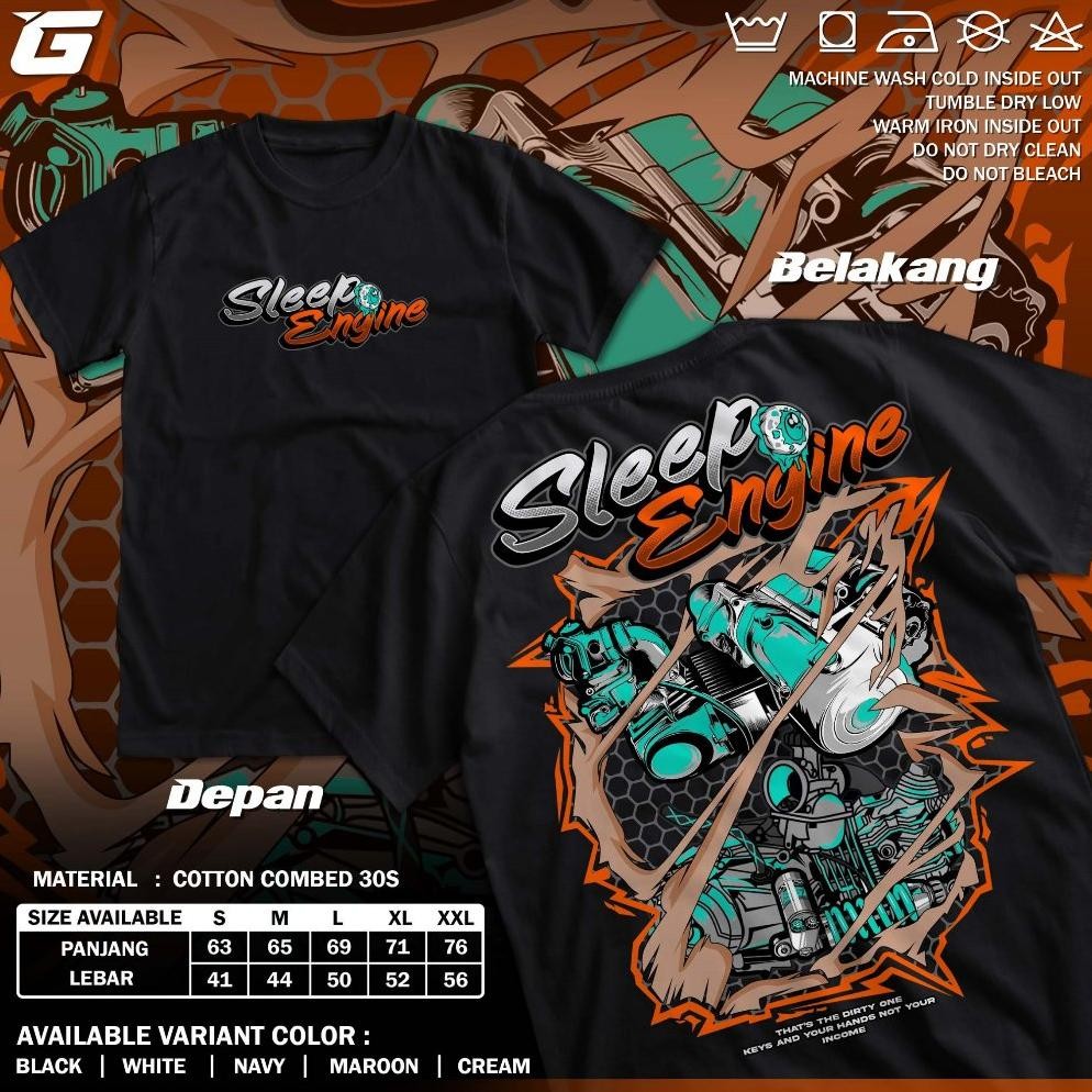 Limited Kaos Racing Sleep Engine Baju Distro Motor Drag Balap Herex Mesin Knalpot Rangka Jupiter Z F