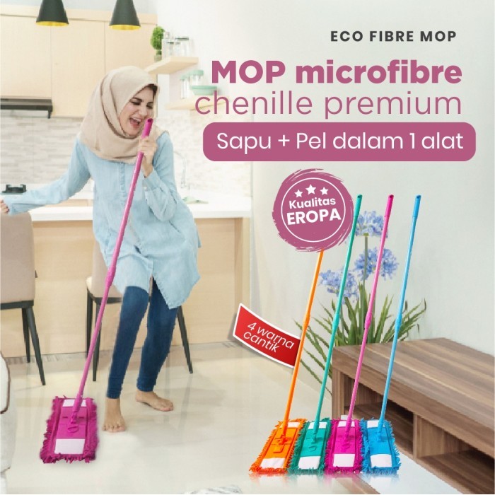 Eco fibre mop alat sapu pel lantai praktis otomatis asli garansi