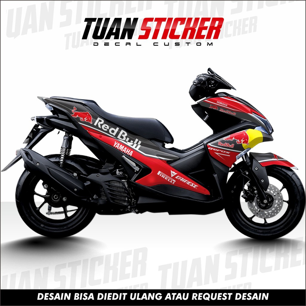 Sticker Striping Decal Aerox 155 full body sticker aerox 155 full grey red bull