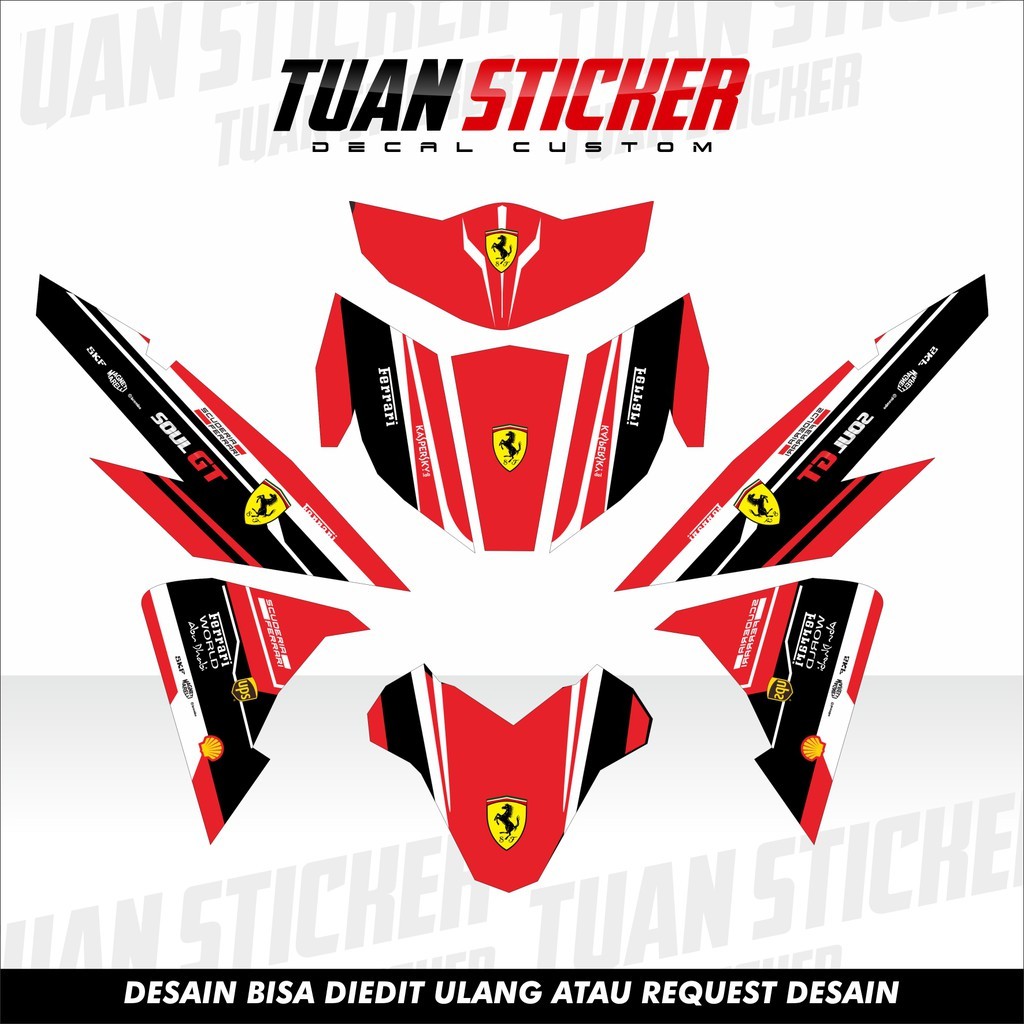 Sticker Striping decal Mio Soul GT125, Striping Mio Soul GT 125, Sticker Mio Soul GT 125 Ferrari