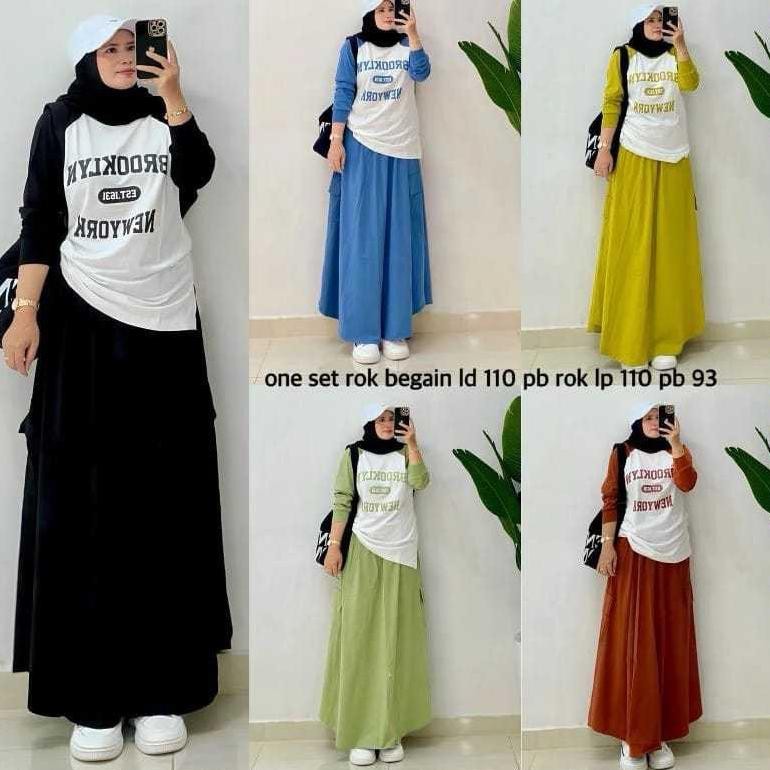 Setelan Celana Wanita Setelan Cargo Setcel Wanita One Cotton Combed 24S Rok Brooklyn Johnstone Cotto