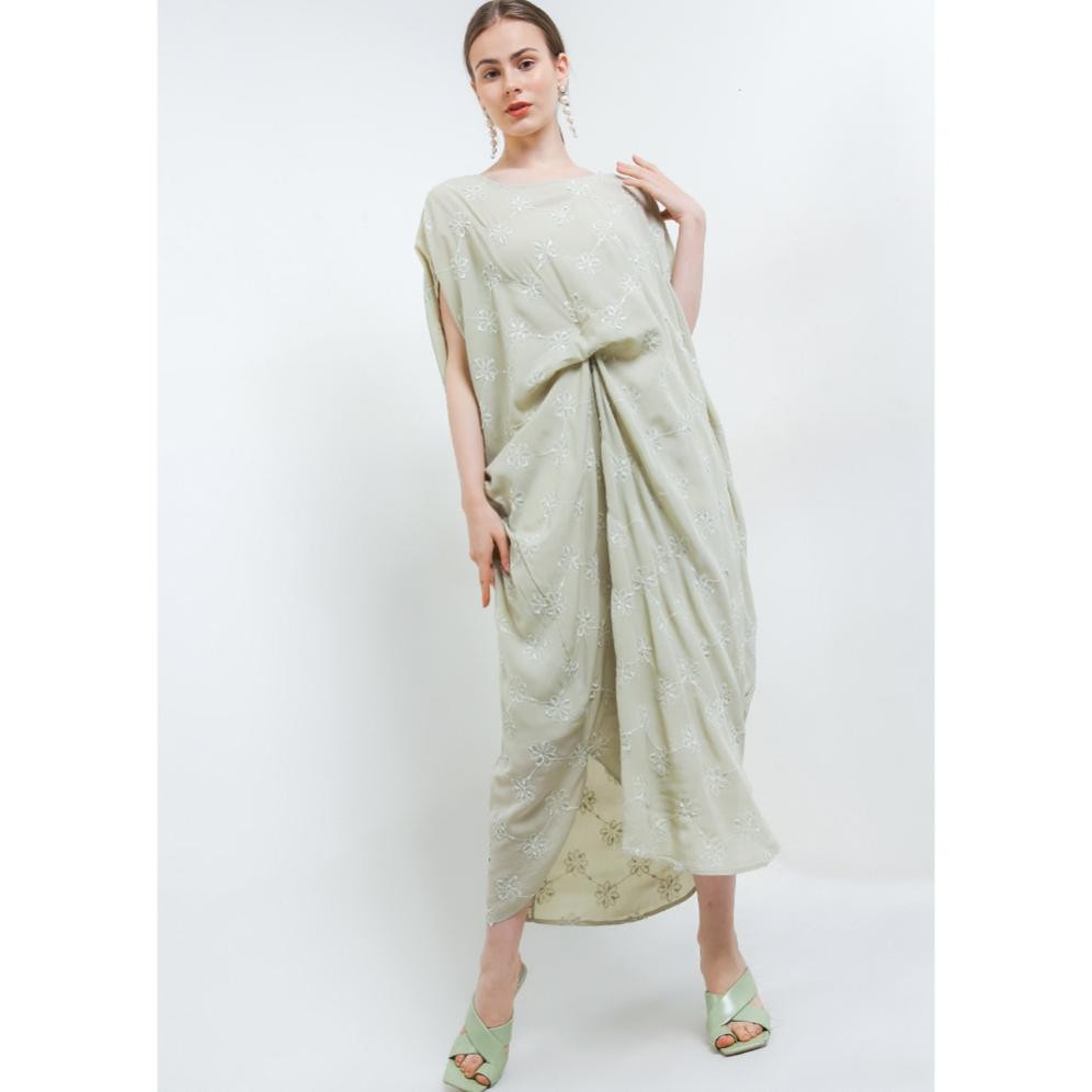 Gamis Kaftan Pesta Mewah Chic Simple 3D Emb Ruched Wanita Modern Tn0813Bb Dress Kondangan