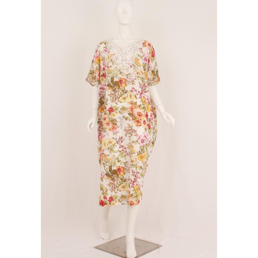 Gamis Kaftan Pesta Mewah Chic Simple L Printed Wanita Muslim Modern Bungabunga Tn0294Bb Dress Kondan