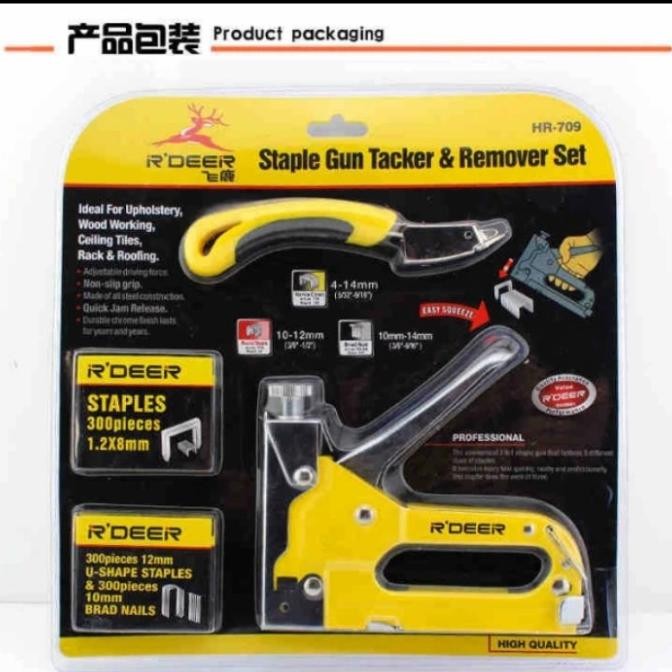 

Stapler Tembak 3 In 1 Hr709 Merk R'Deer 1Set +Isi Staples +Congkelan