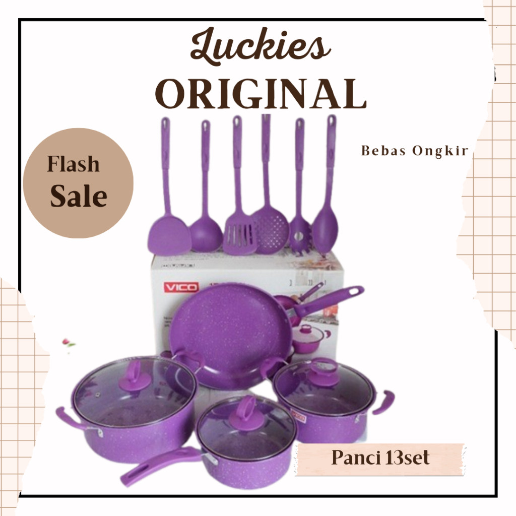 PROMO LUCKIES PANCI SET 13 TUTUP KACA SERBAGUNA PANCI SET LENGKAP STAINLESS STEEL SERBAGUNA WU1