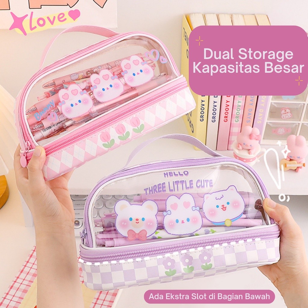 

COBA MISMI ABIGAIL PENCIL CASE KOTAK PENSIL SEKOLAH ITAS BESAR DUAL SLOT TRENDY STYLISH - PC5A S6