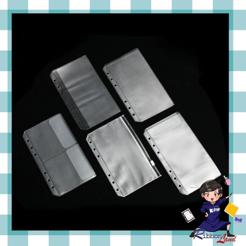 

A6 A7 Binder Pocket Kantong / Ziplock bag / Pouch / Zipper PVC Diary Notebook 6 Ring