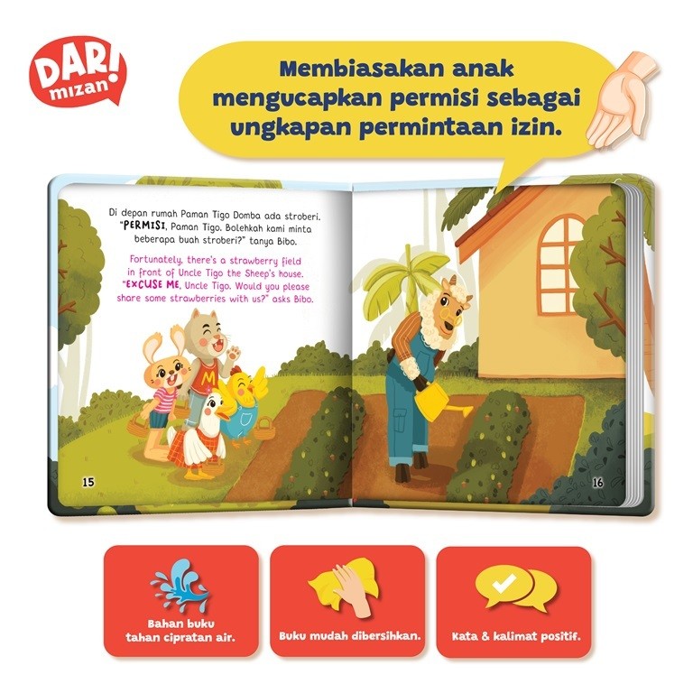 

[Mizan Jakarta] Scb Aku Tahu 4 Kata Ajaib I Know 4 Magic Word Bilingual Boardbook Buku Anak 1-6Thn