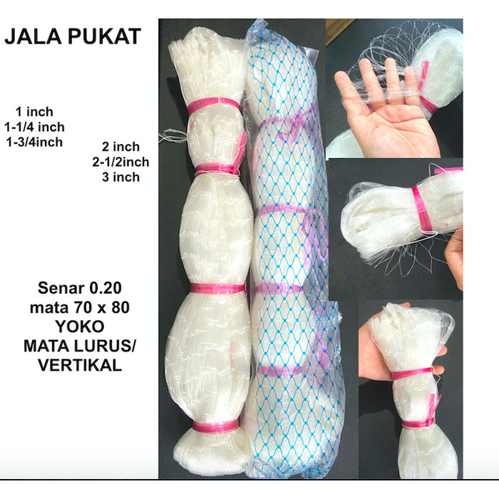 JARING JALA PUKAT IKAN BURUNG UDANG MATA 70X80 SENAR 0.20 TYPE YOKO