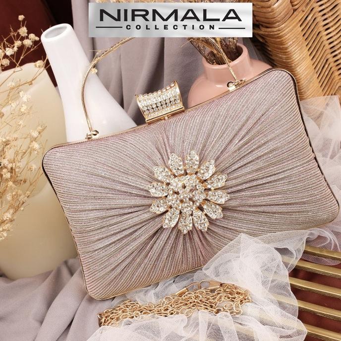 Tas Pesta Wanita Mewah Import Elegan Terbaru Gold Kondangan