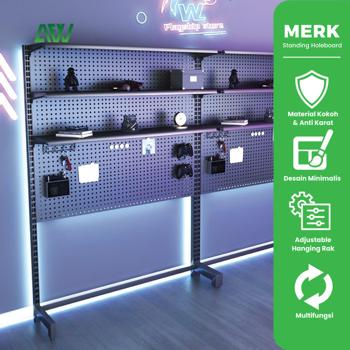 

Terbaru Merk Room Display Standing Holeboard 1 Set Papan Berlubang Pegboard Promo Ready Stok