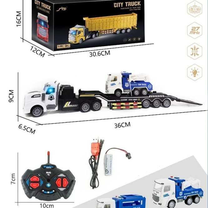 Mainan Anak RC Mobil Truck Container Seri ~ RC TRUCK SERIES - Blue Police