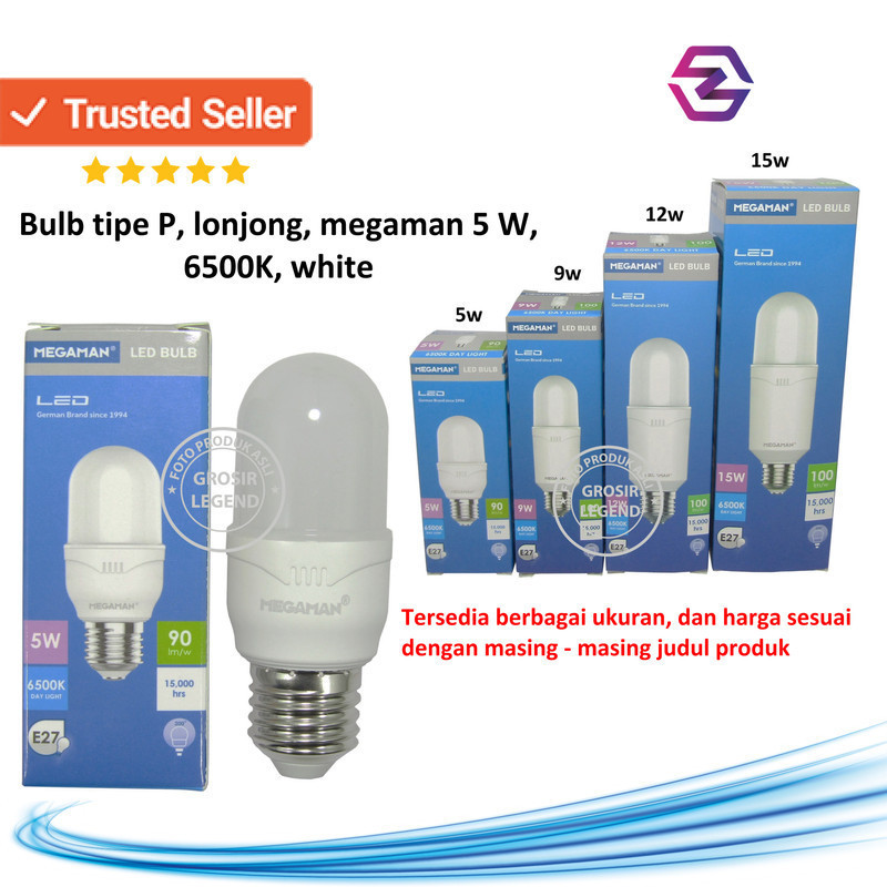 MEGAMAN Lampu LED BULB TIPE P LONJONG MEGAMAN 5W YTP38Z2 6500K WHITE