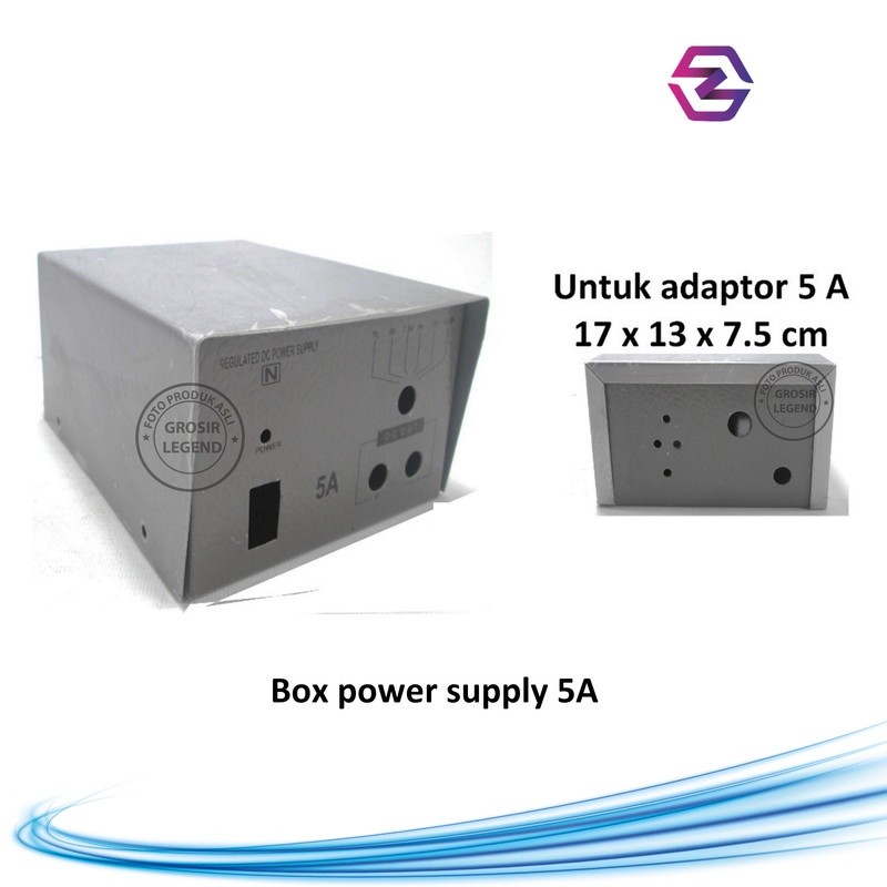 Box adaptor power supply 5A kosongan besi hitam