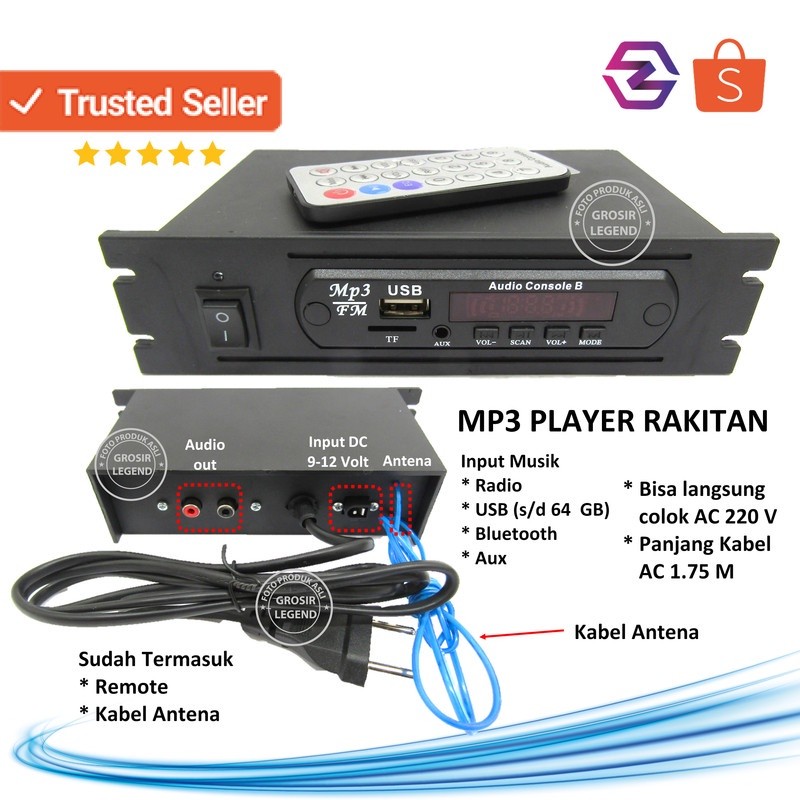 Rakitan USB MP3 FM player amplifier AC in 220V bluetooth
