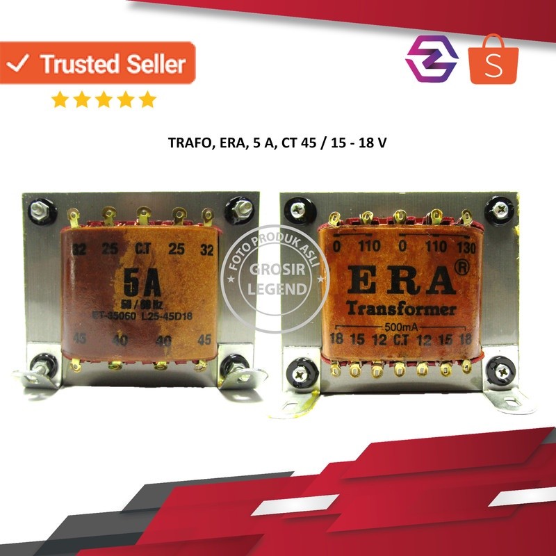 Trafo travo 5A ampere 45V CT Era murni tembaga