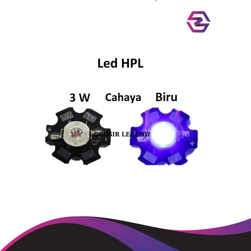 High power led HPL 3 watt lampu plus heatsink biru