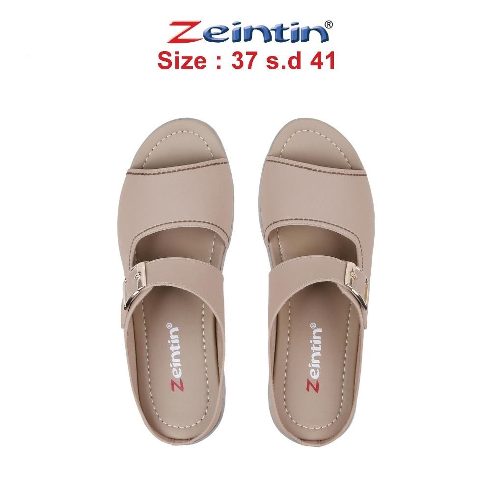 SD83 Zeintin - Sepatu Sandal Selop Wanita Kulit Sintetis WedgesTerbaru Kekinian Fashion Wanita Zeint